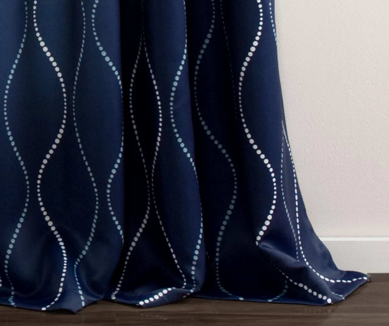 Swirl Navy Room-Darkening Grommet Curtain Panel Pair, (84") 3 Swirl Navy Room-Darkening Grommet Curtain Panel Pair, (84") - Image 3