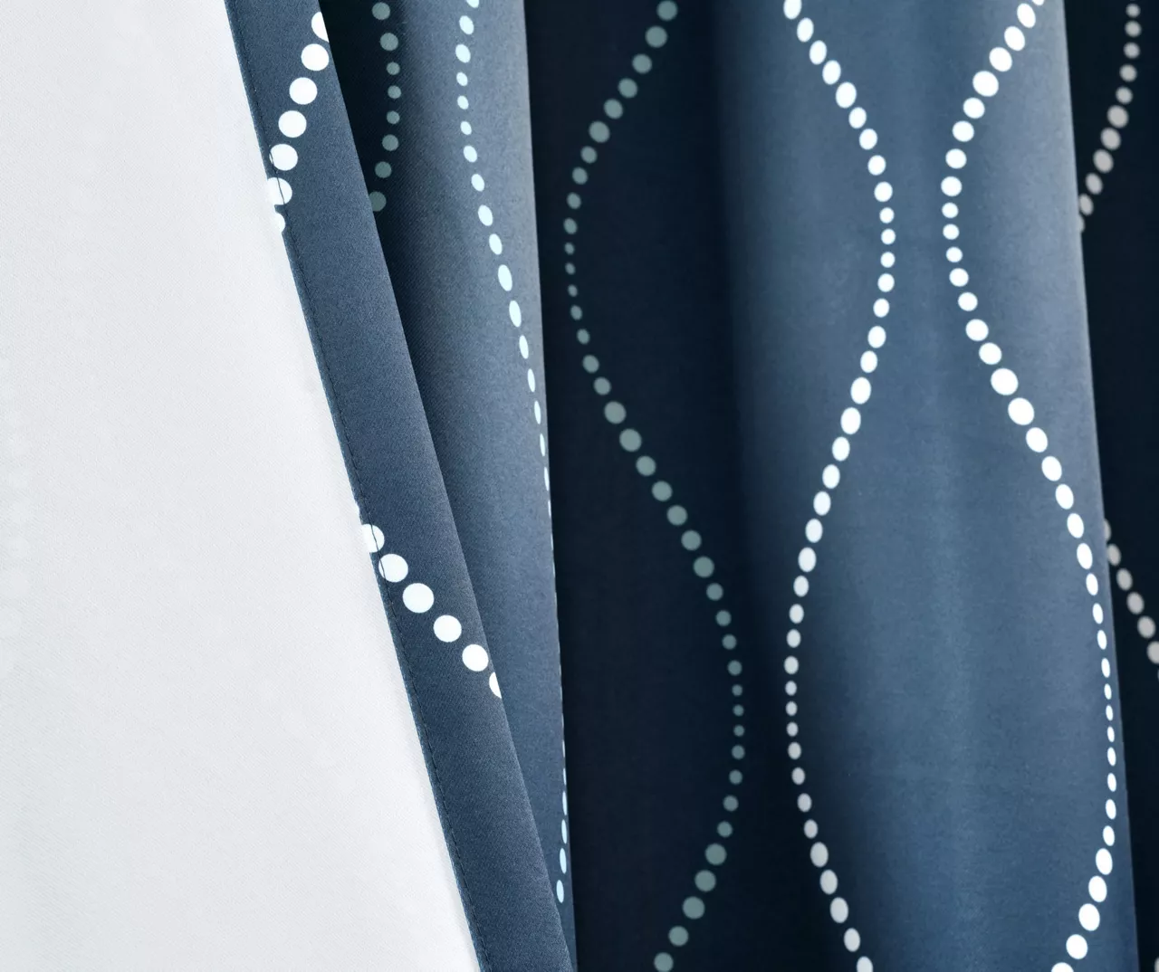 Swirl Navy Room-Darkening Grommet Curtain Panel Pair, (84") 5 Swirl Navy Room-Darkening Grommet Curtain Panel Pair, (84") - Image 5