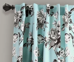 Tania Floral Blue & Gray Room-Darkening Back Tab Curtain Panel Pair, (84") 6 Tania Floral Blue & Gray Room-Darkening Back Tab Curtain Panel Pair, (84") -Cuisinart Store 810468280 2