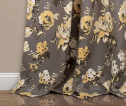 Tania Floral Gray & Yellow Room-Darkening Back Tab Curtain Panel Pair, (84") 9 Tania Floral Gray & Yellow Room-Darkening Back Tab Curtain Panel Pair, (84") -Cuisinart Store 810468282 2