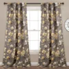 Tania Floral Gray & Yellow Room-Darkening Back Tab Curtain Panel Pair, (95")