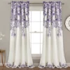 Tanisha Purple & Gray Floral Room-Darkening Rod Pocket Curtain Panel Pair, (84")