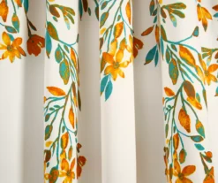 Tanisha Tangerine & Turquoise Floral Room-Darkening Rod Pocket Curtain Panel Pair, (84") 8 Tanisha Tangerine & Turquoise Floral Room-Darkening Rod Pocket Curtain Panel Pair, (84") -Cuisinart Store 810468289 2