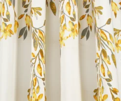 Tanisha Yellow & Gray Floral Room-Darkening Rod Pocket Curtain Panel Pair, (84") -Cuisinart Store 810468290 2