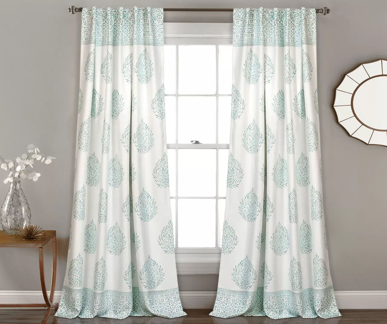 Teardrop Leaf Room-Darkening Back Tab Curtain Panel Pair 1 Teardrop Leaf Room-Darkening Back Tab Curtain Panel Pair