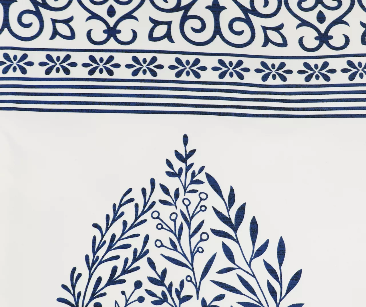 Teardrop Leaf Navy Room-Darkening Back Tab Curtain Panel Pair, (84") 2 Teardrop Leaf Navy Room-Darkening Back Tab Curtain Panel Pair, (84") - Image 2