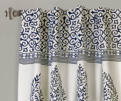 Teardrop Leaf Navy Room-Darkening Back Tab Curtain Panel Pair, (84") 6 Teardrop Leaf Navy Room-Darkening Back Tab Curtain Panel Pair, (84") -Cuisinart Store 810468293 2