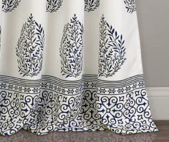 Teardrop Leaf Navy Room-Darkening Back Tab Curtain Panel Pair, (84") 7 Teardrop Leaf Navy Room-Darkening Back Tab Curtain Panel Pair, (84") -Cuisinart Store 810468293 3