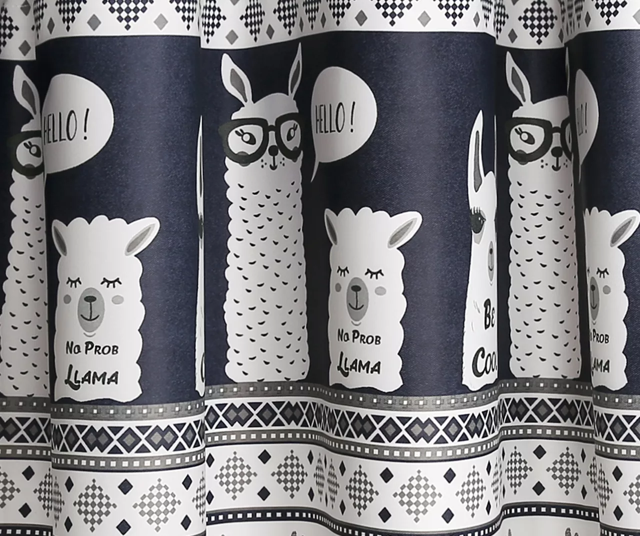 Llama Stripe Navy Room-Darkening Grommet Curtain Panel Pair, (84") 3 Llama Stripe Navy Room-Darkening Grommet Curtain Panel Pair, (84") - Image 3