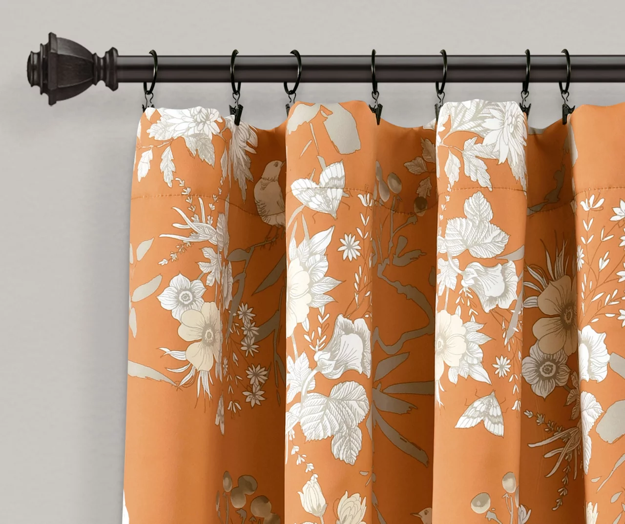 Botanical Garden Orange Room-Darkening Rod Pocket Curtain Panel Pair, (84") 2 Botanical Garden Orange Room-Darkening Rod Pocket Curtain Panel Pair, (84") - Image 2