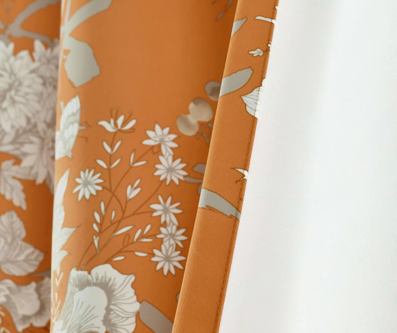 Botanical Garden Orange Room-Darkening Rod Pocket Curtain Panel Pair, (95") 5 Botanical Garden Orange Room-Darkening Rod Pocket Curtain Panel Pair, (95") - Image 5