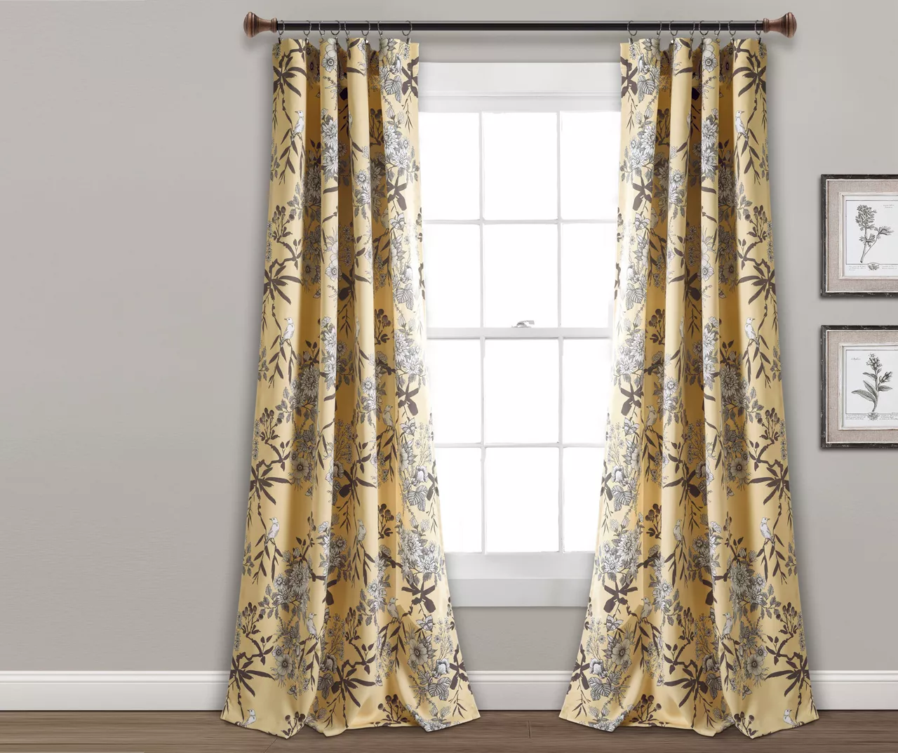 Botanical Garden Yellow Room-Darkening Rod Pocket Curtain Panel Pair, (84") 1 Botanical Garden Yellow Room-Darkening Rod Pocket Curtain Panel Pair, (84")