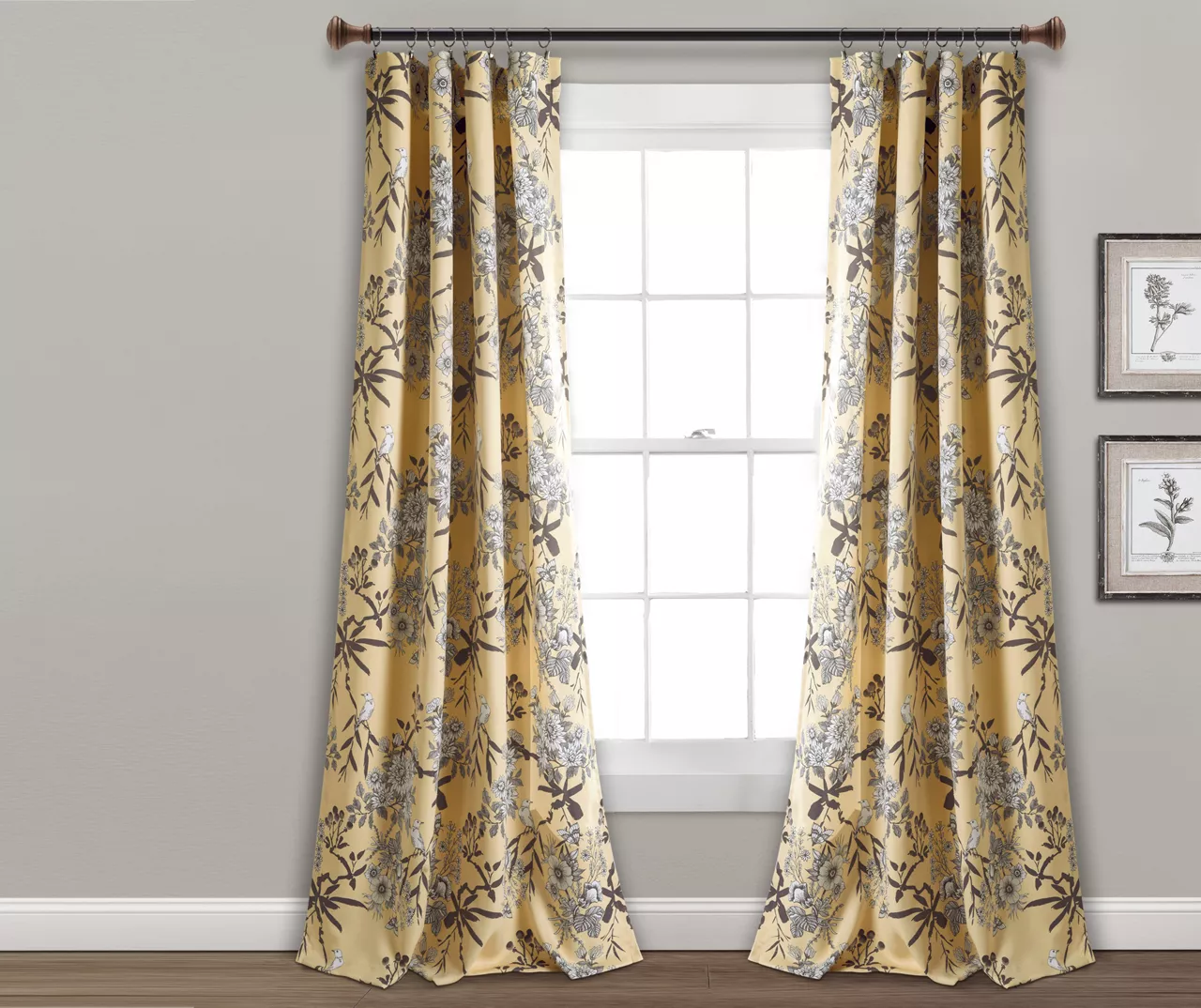 Botanical Garden Yellow Room-Darkening Rod Pocket Curtain Panel Pair, (95") 1 Botanical Garden Yellow Room-Darkening Rod Pocket Curtain Panel Pair, (95")