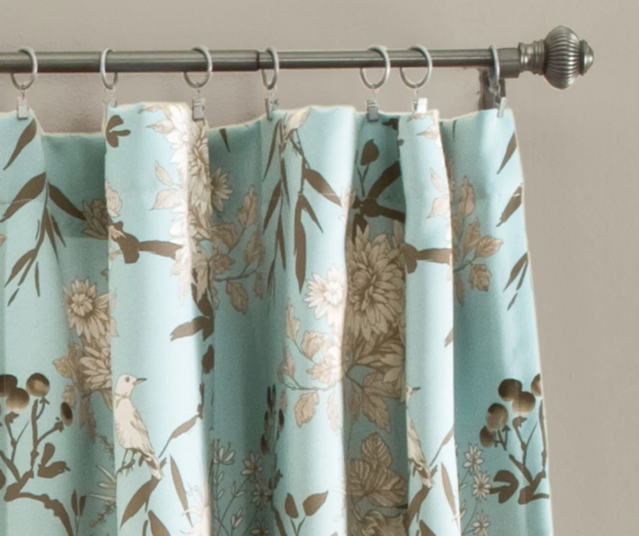 Botanical Garden Blue Room-Darkening Rod Pocket Curtain Panel Pair, (84") 2 Botanical Garden Blue Room-Darkening Rod Pocket Curtain Panel Pair, (84") - Image 2