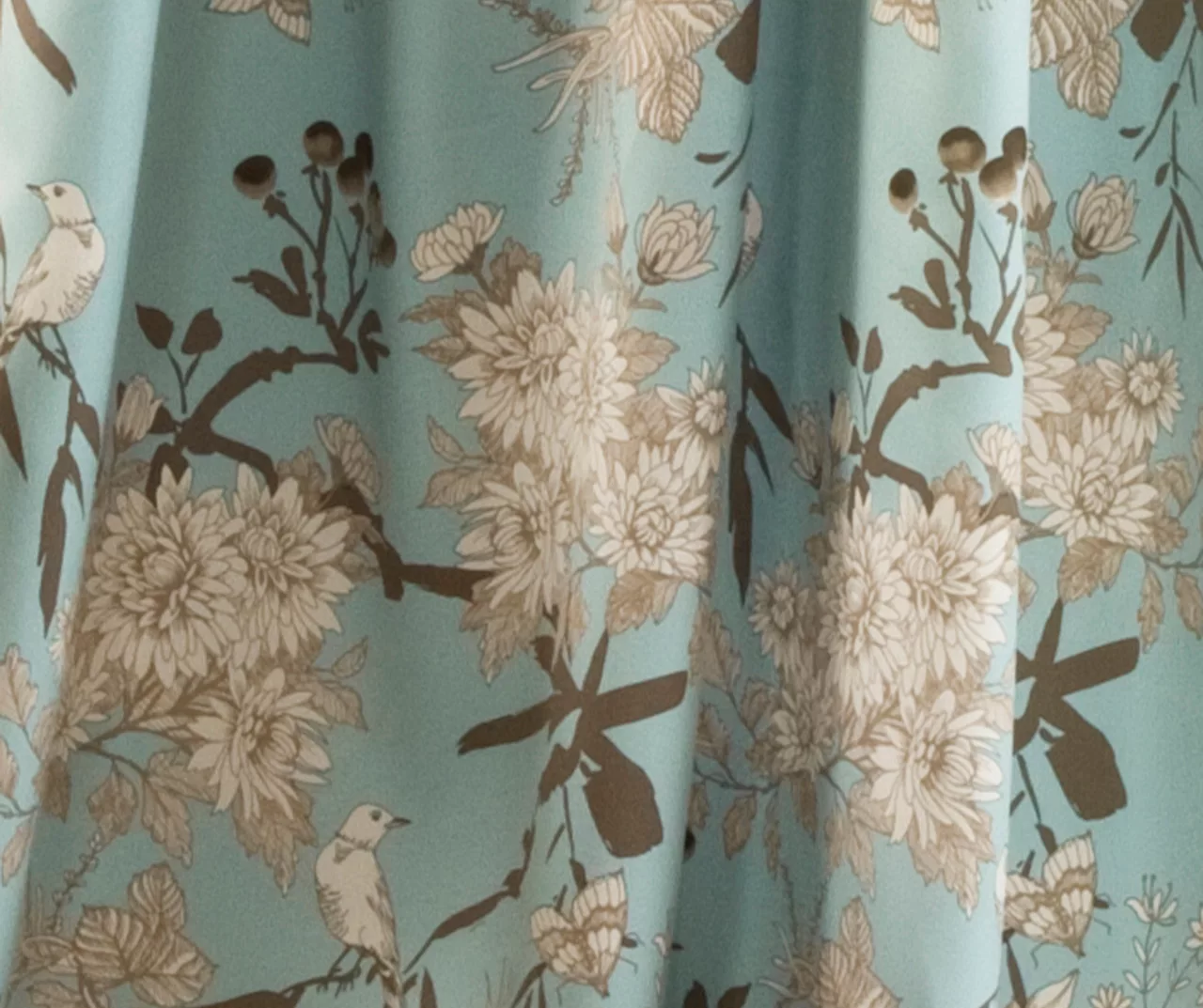 Botanical Garden Blue Room-Darkening Rod Pocket Curtain Panel Pair, (84") 5 Botanical Garden Blue Room-Darkening Rod Pocket Curtain Panel Pair, (84") - Image 5