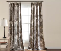 Botanical Garden Gray Room-Darkening Rod Pocket Curtain Panel Pair, (84")