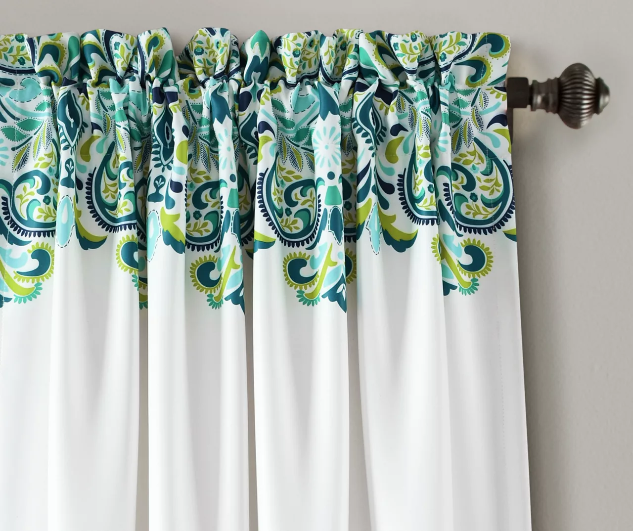 Clara Blue & Green Paisley Room-Darkening Rod Pocket Curtain Panel Pair, (84") 2 Clara Blue & Green Paisley Room-Darkening Rod Pocket Curtain Panel Pair, (84") - Image 2