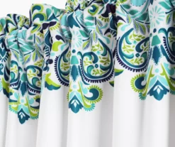 Clara Blue & Green Paisley Room-Darkening Rod Pocket Curtain Panel Pair, (84") 12 Clara Blue & Green Paisley Room-Darkening Rod Pocket Curtain Panel Pair, (84") -Cuisinart Store 810468305 4 1