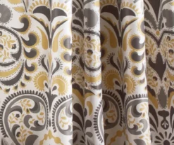 Clara Gray & Yellow Paisley Room-Darkening Rod Pocket Curtain Panel Pair, (84") -Cuisinart Store 810468309 2