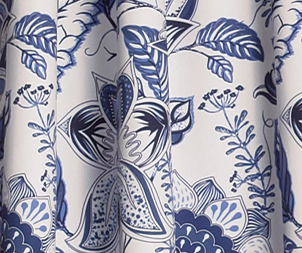 Cynthia Jacobean Blue Room-Darkening Rod Pocket Curtain Panel Pair, (84") 3 Cynthia Jacobean Blue Room-Darkening Rod Pocket Curtain Panel Pair, (84") - Image 3