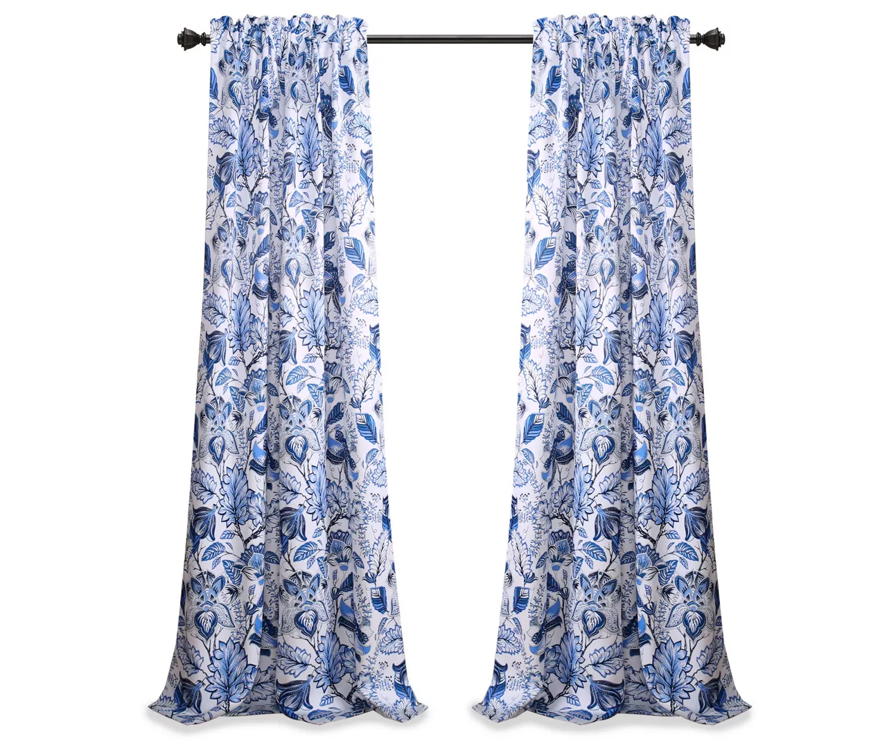 Cynthia Jacobean Blue Room-Darkening Rod Pocket Curtain Panel Pair, (84") 8 Cynthia Jacobean Blue Room-Darkening Rod Pocket Curtain Panel Pair, (84") - Image 8