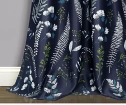 Devonia Allover Navy & Green Floral Room-Darkening Rod Pocket Curtain Panel Pair, (95") 11 Devonia Allover Navy & Green Floral Room-Darkening Rod Pocket Curtain Panel Pair, (95") -Cuisinart Store 810468317 3 1