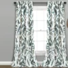 Devonia Allover White & Green Floral Room-Darkening Rod Pocket Curtain Panel Pair, (95")