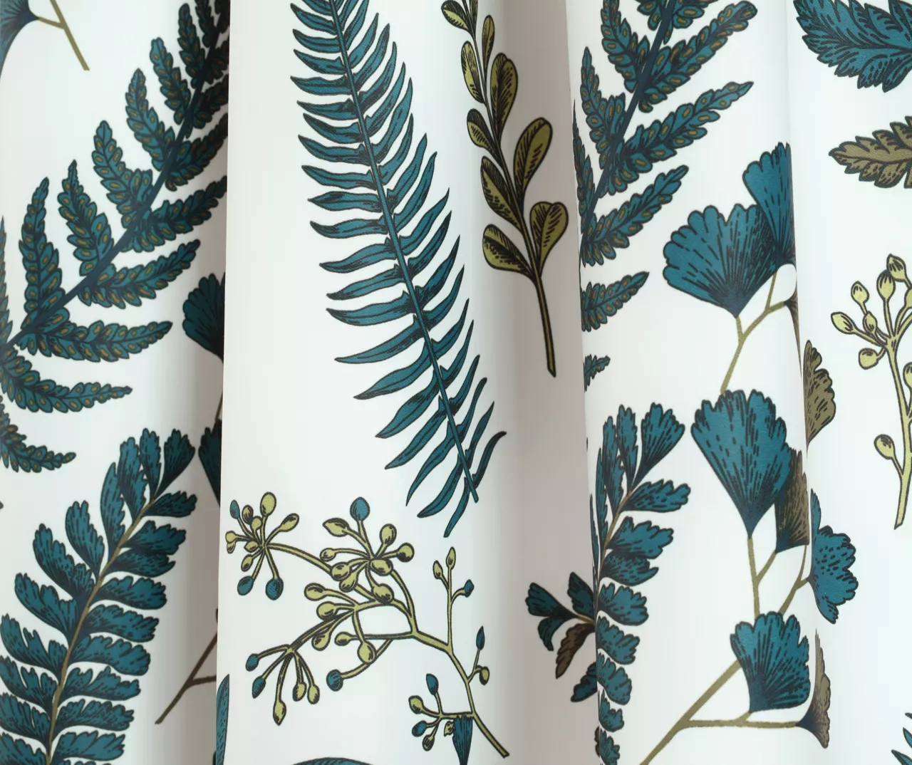 Devonia Allover White & Green Floral Room-Darkening Rod Pocket Curtain Panel Pair, (95") 3 Devonia Allover White & Green Floral Room-Darkening Rod Pocket Curtain Panel Pair, (95") - Image 3