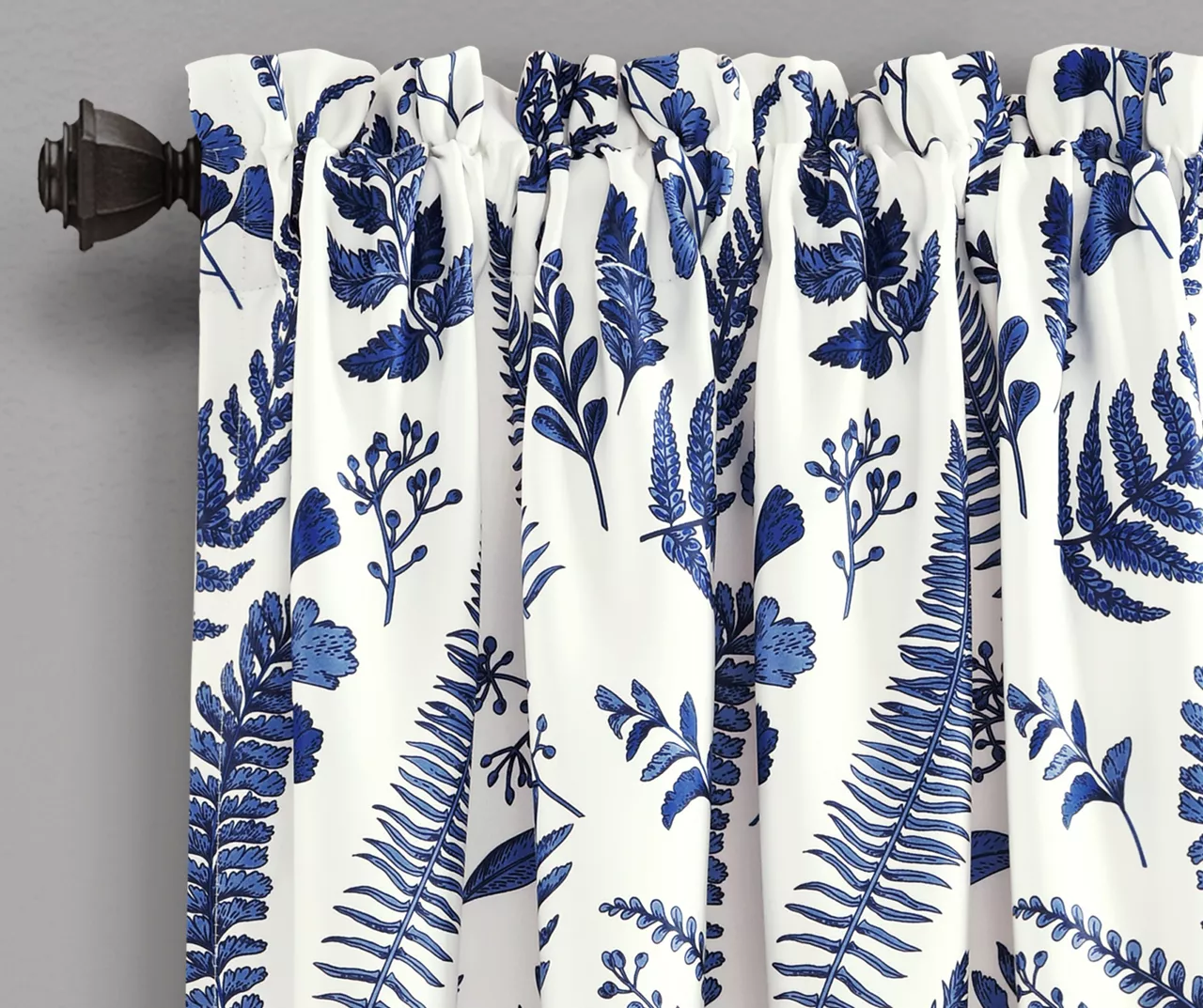 Devonia Allover White & Navy Floral Room-Darkening Rod Pocket Curtain Panel Pair, (95") 2 Devonia Allover White & Navy Floral Room-Darkening Rod Pocket Curtain Panel Pair, (95") - Image 2