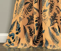 Devonia Allover Yellow & Blue Floral Room-Darkening Rod Pocket Curtain Panel Pair, (84")