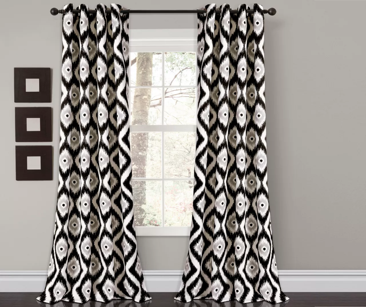 Diamond Ikat Room-Darkening Grommet Curtain Panel Pair, (84") 1 Diamond Ikat Room-Darkening Grommet Curtain Panel Pair, (84")