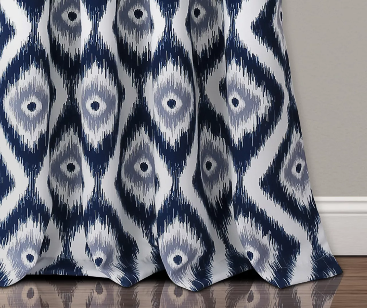 Diamond Ikat Navy Room-Darkening Grommet Curtain Panel Pair, (84") 4 Diamond Ikat Navy Room-Darkening Grommet Curtain Panel Pair, (84") - Image 4