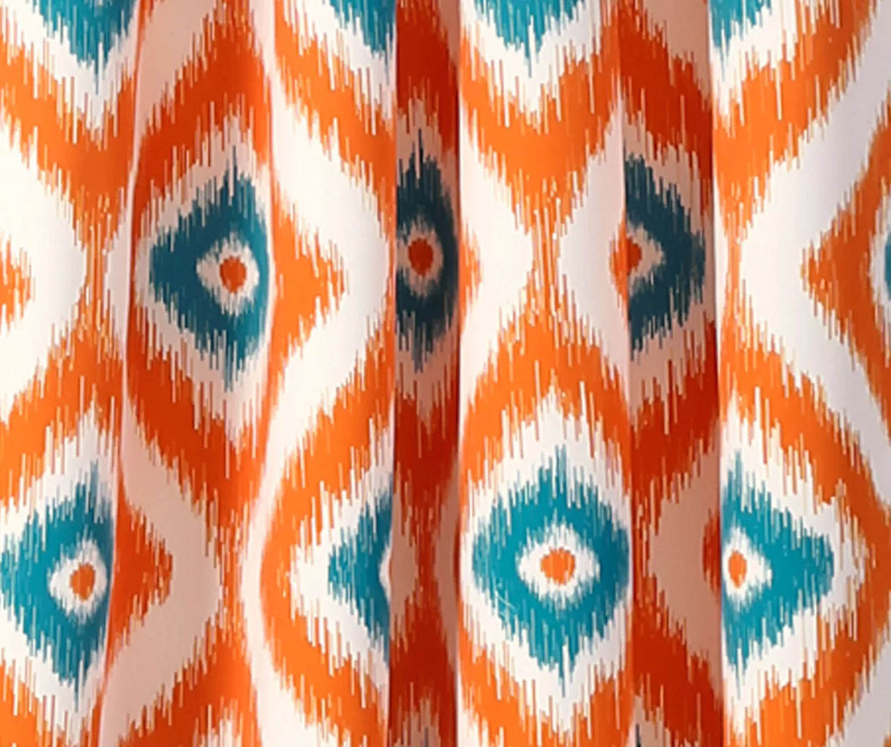 Diamond Ikat Turquoise & Orange Room-Darkening Grommet Curtain Panel Pair, (84") 3 Diamond Ikat Turquoise & Orange Room-Darkening Grommet Curtain Panel Pair, (84") - Image 3