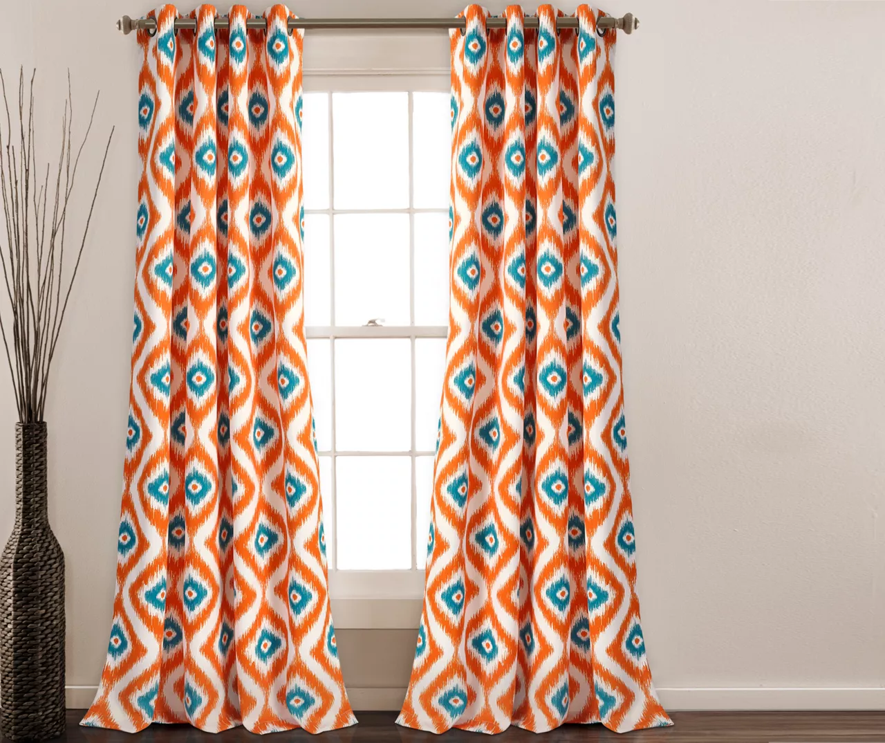 Diamond Ikat Room-Darkening Grommet Curtain Panel Pair, (84") 3 Diamond Ikat Room-Darkening Grommet Curtain Panel Pair, (84") - Image 3