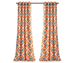 Diamond Ikat Turquoise & Orange Room-Darkening Grommet Curtain Panel Pair, (84") 13 Diamond Ikat Turquoise & Orange Room-Darkening Grommet Curtain Panel Pair, (84") -Cuisinart Store 810468326 7