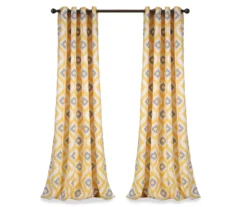 Diamond Ikat Yellow & Gray Room-Darkening Grommet Curtain Panel Pair, (84") 13 Diamond Ikat Yellow & Gray Room-Darkening Grommet Curtain Panel Pair, (84") -Cuisinart Store 810468327 7