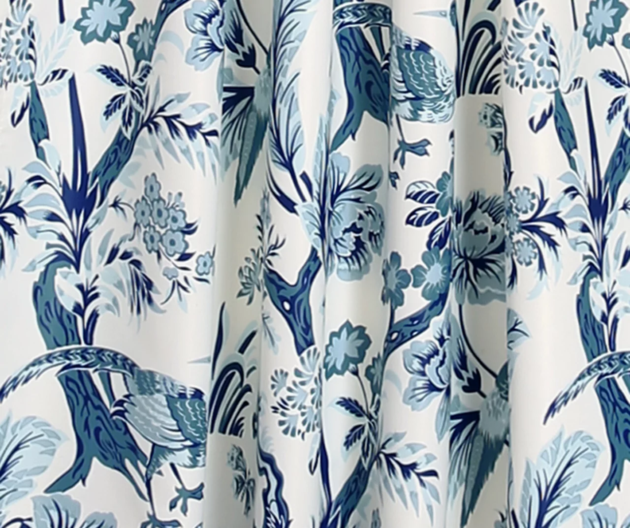 Dolores Blue & White Floral Room-Darkening Rod Pocket Curtain Panel Pair, (108") 3 Dolores Blue & White Floral Room-Darkening Rod Pocket Curtain Panel Pair, (108") - Image 3