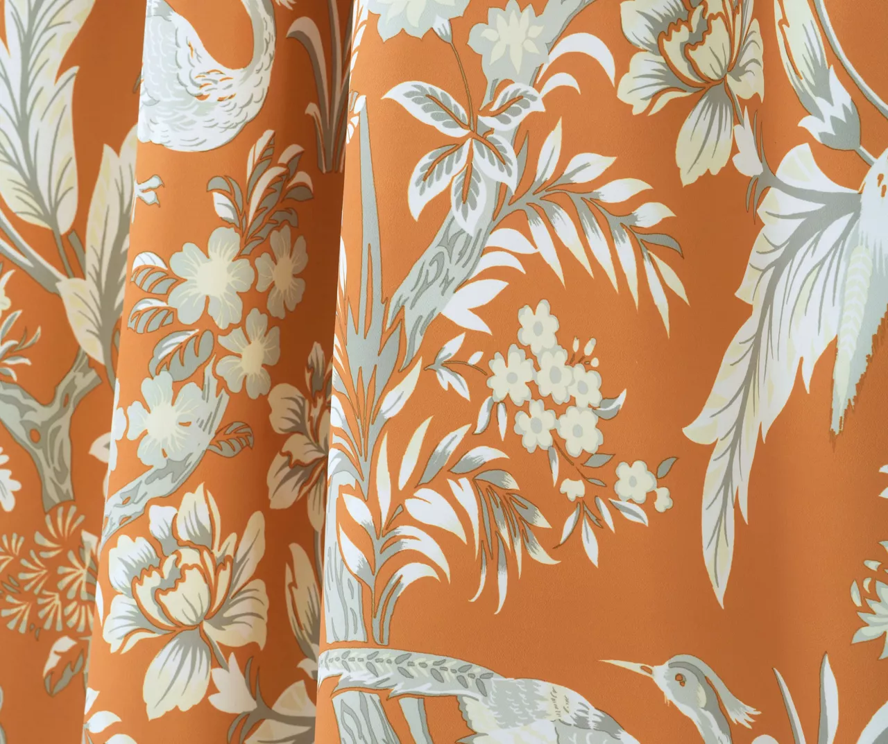 Dolores Orange Floral Room-Darkening Rod Pocket Curtain Panel Pair, (84") 3 Dolores Orange Floral Room-Darkening Rod Pocket Curtain Panel Pair, (84") - Image 3