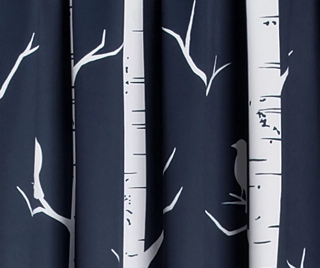 Bird On The Tree Navy Room-Darkening Rod Pocket Curtain Panel Pair, (84") 3 Bird On The Tree Navy Room-Darkening Rod Pocket Curtain Panel Pair, (84") - Image 3