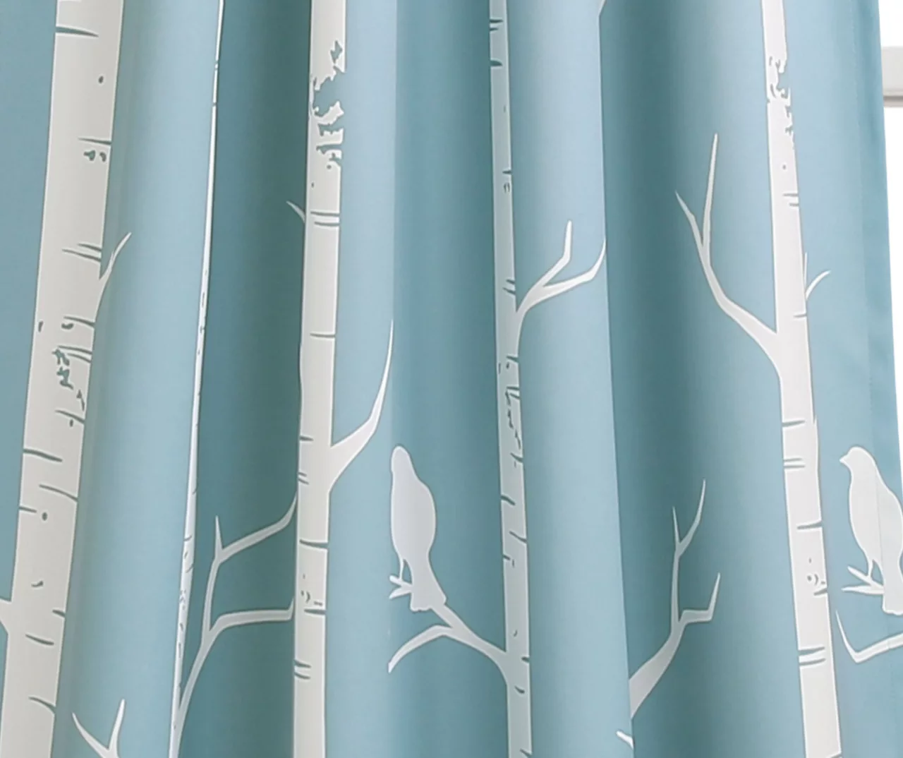 Bird On The Tree Blue Room-Darkening Rod Pocket Curtain Panel Pair, (84") 3 Bird On The Tree Blue Room-Darkening Rod Pocket Curtain Panel Pair, (84") - Image 3