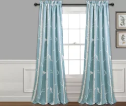 Bird On The Tree Blue Room-Darkening Rod Pocket Curtain Panel Pair, (84")