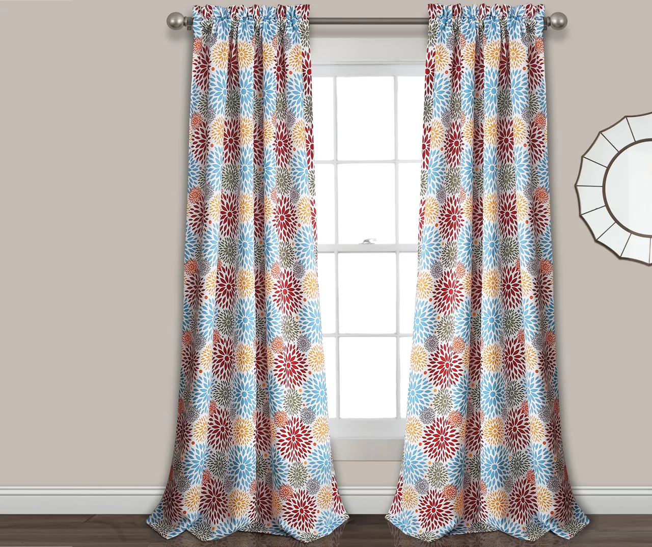 Blooming Flower Room-Darkening Rod Pocket Curtain Panel Pair 1 Blooming Flower Room-Darkening Rod Pocket Curtain Panel Pair