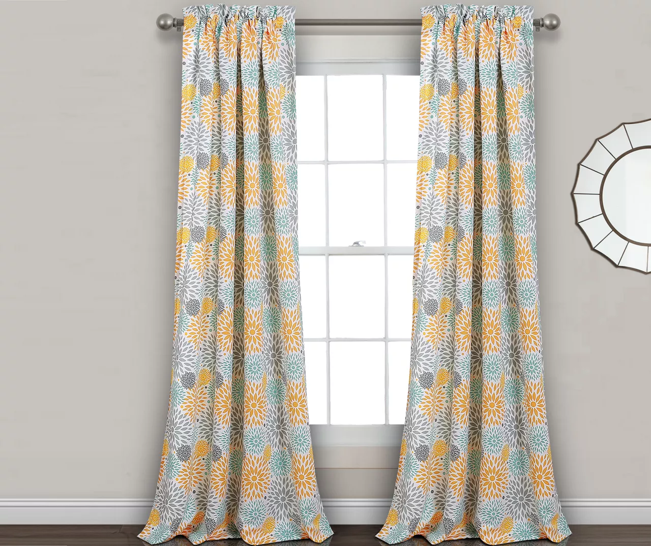 Blooming Flower Room-Darkening Rod Pocket Curtain Panel Pair 2 Blooming Flower Room-Darkening Rod Pocket Curtain Panel Pair - Image 2