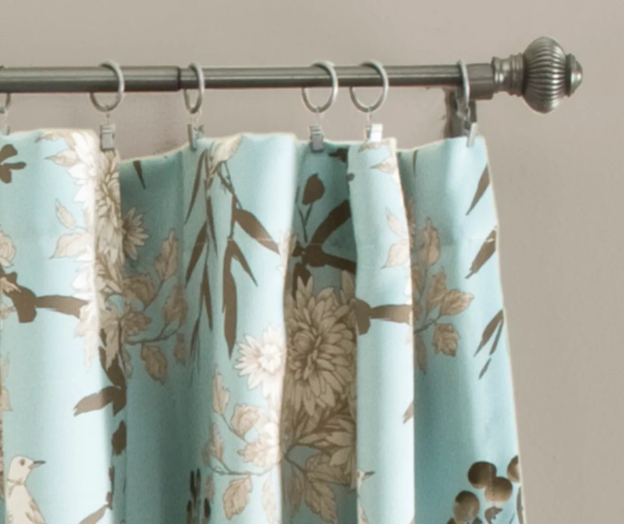 Botanical Garden Blue Room-Darkening Rod Pocket Curtain Panel Pair, (95") 2 Botanical Garden Blue Room-Darkening Rod Pocket Curtain Panel Pair, (95") - Image 2