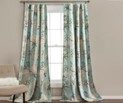 Botanical Garden Blue Room-Darkening Rod Pocket Curtain Panel Pair, (95")