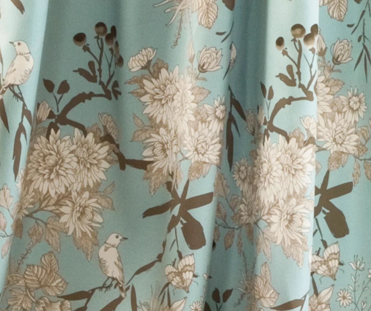 Botanical Garden Blue Room-Darkening Rod Pocket Curtain Panel Pair, (95") 4 Botanical Garden Blue Room-Darkening Rod Pocket Curtain Panel Pair, (95") - Image 4