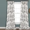 Botanical Garden Gray & White Room-Darkening Rod Pocket Curtain Panel Pair, (84")