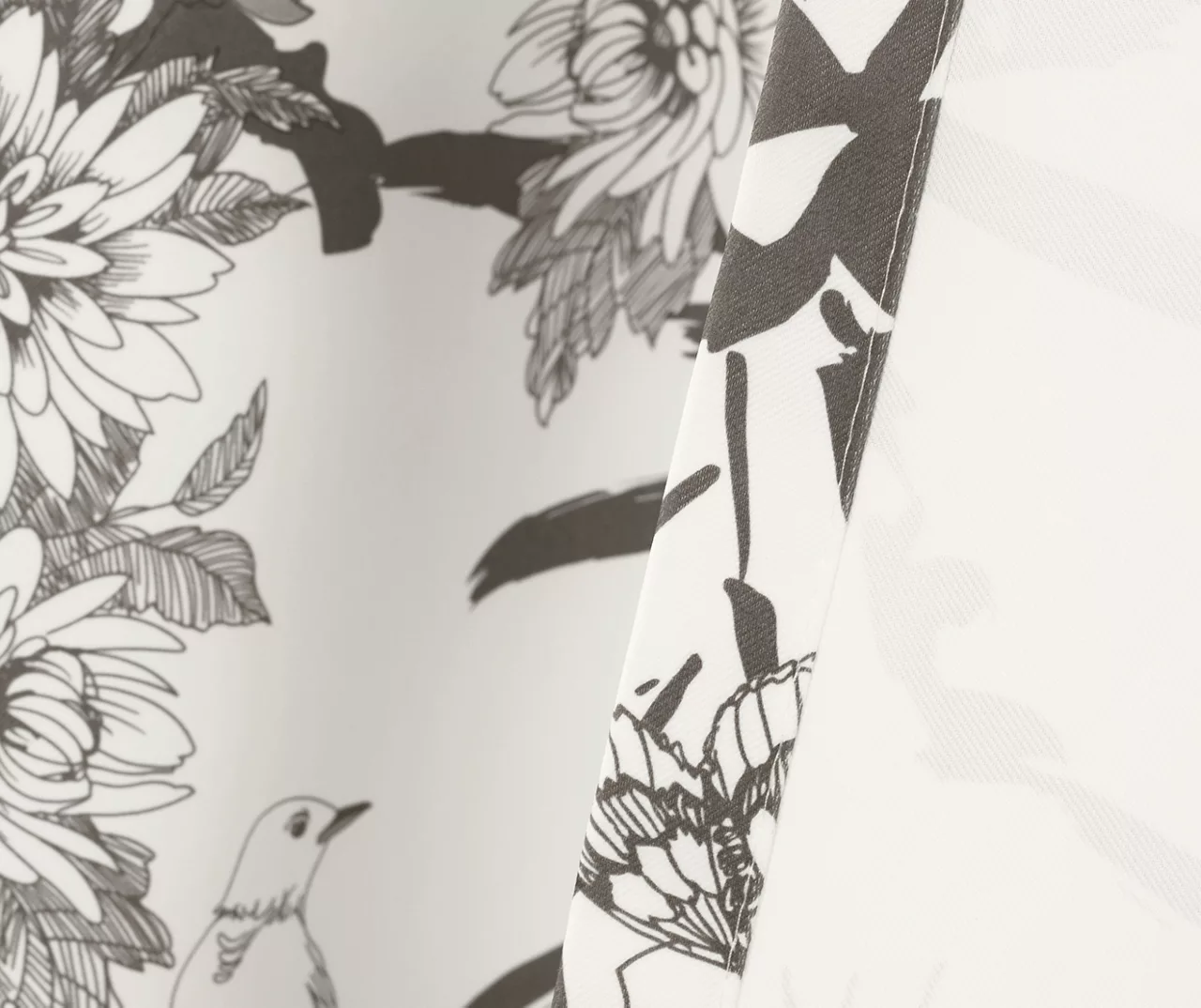 Botanical Garden Gray & White Room-Darkening Rod Pocket Curtain Panel Pair, (84") 5 Botanical Garden Gray & White Room-Darkening Rod Pocket Curtain Panel Pair, (84") - Image 5