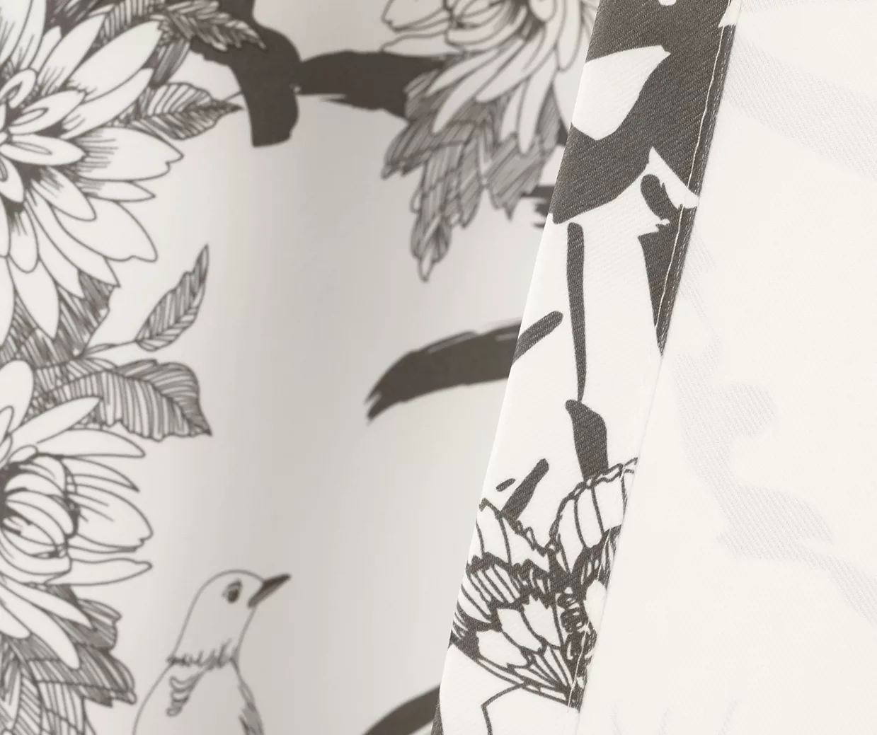 Botanical Garden Gray & White Room-Darkening Rod Pocket Curtain Panel Pair, (95") 5 Botanical Garden Gray & White Room-Darkening Rod Pocket Curtain Panel Pair, (95") - Image 5