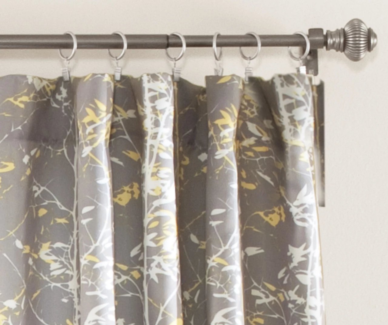 Forest Gray & Yellow Room-Darkening Rod Pocket Curtain Panel Pair, (84") 2 Forest Gray & Yellow Room-Darkening Rod Pocket Curtain Panel Pair, (84") - Image 2